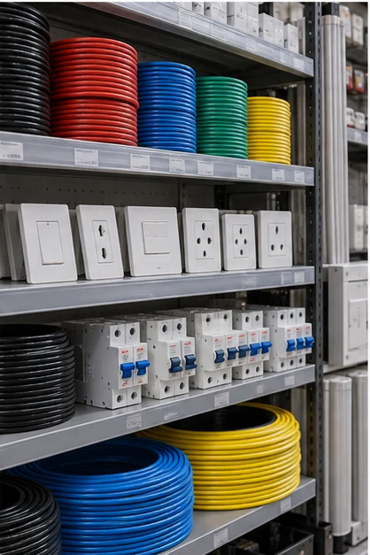 Fios, interruptores e disjuntores
