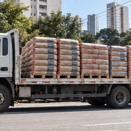 Caminhão transportando materiais de construção